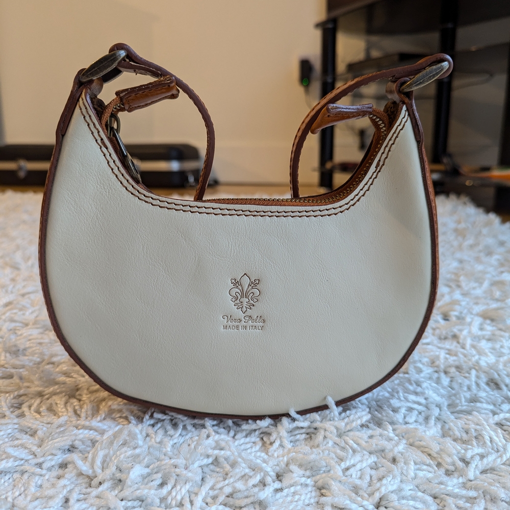 NWOT - Italian Handmade Leather Bag (Cream)